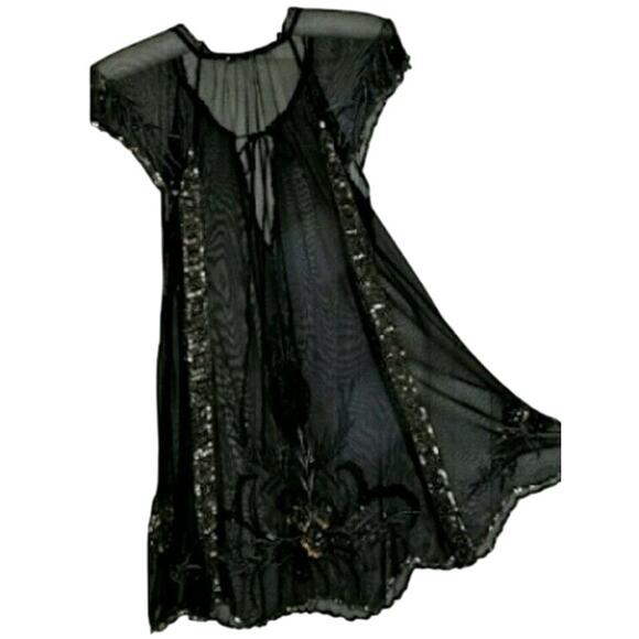 New Free People Embroidered Embellished Black Slip - Picture 7 of 7